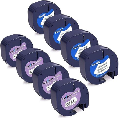 4 Clear + 4 White Compatible Label Tape Replacement for DYMO LetraTag Refills 12mm x 4m 1/2 x 13 Label Tape Compatible with DYMO Label Maker, 8 Pack in Kuwait