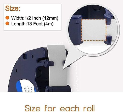 4 Clear + 4 White Compatible Label Tape Replacement for DYMO LetraTag Refills 12mm x 4m 1/2 x 13 Label Tape Compatible with DYMO Label Maker, 8 Pack in Kuwait