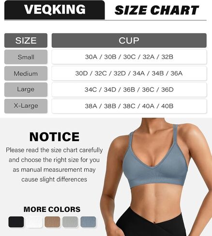VEQKING Strappy Women Sports Bra V-Neck Criss Cross Back Padded Yoga Bra Seamless Workout Bras Spaghetti Strap Bralettes in Saudi Arabia