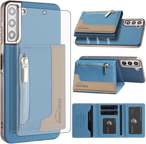 Asuwish Phone Case for Samsung Galaxy S23 5G Wallet Cell Cover Compatible with Magsafe RFID Tempered Glass Screen Protector Credit Card Holder Stand S 23 23S GS23 G5 SM-S911U 6.1 inch Women Men Black in Saudi Arabia