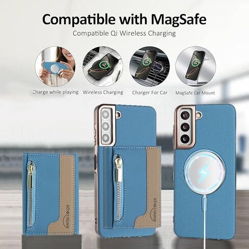 Asuwish Phone Case for Samsung Galaxy S23 5G Wallet Cell Cover Compatible with Magsafe RFID Tempered Glass Screen Protector Credit Card Holder Stand S 23 23S GS23 G5 SM-S911U 6.1 inch Women Men Black in Saudi Arabia