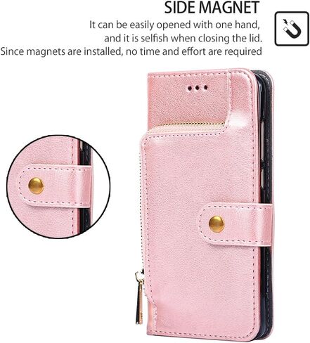 Asuwish Phone Case for Samsung Galaxy S23 5G Wallet Cell Cover with Tempered Glass Screen Protector and Leather Flip Credit Card Holder Slot Stand S 23 23S GS23 G5 SM-S911U 6.1 inch Women Rose Gold in Saudi Arabia