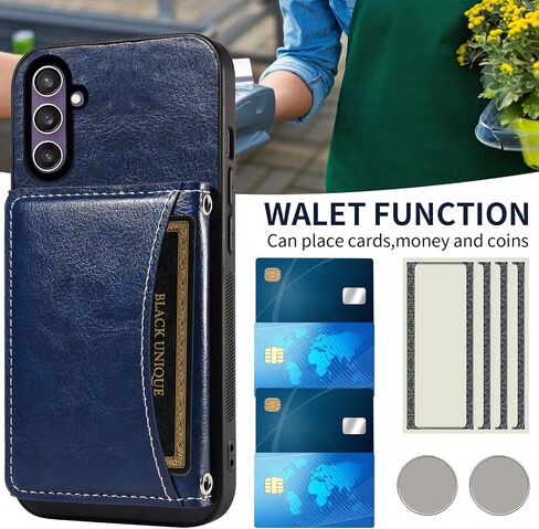 Asuwish Phone Case for Samsung Galaxy S23 FE 5G Wallet Cover with Tempered Glass Screen Protector Credit Card Holder Slot Crossbody Strap Stand Cell Accessories S 23 EF S23FE 23S Women Girls Men Blue in Saudi Arabia