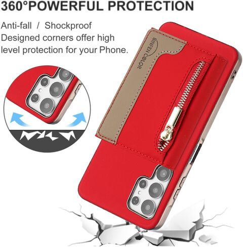 Asuwish Phone Case for Samsung Galaxy S21 Ultra 5G Wallet Cell Cover متوافق مع Magsafe RFID Glass Glass Protector Slot Slot Slot S21ultra 21S S 21 21ultra G5 Women Red in Kuwait