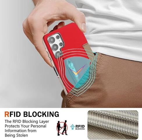 Asuwish Phone Case for Samsung Galaxy S21 Ultra 5G Wallet Cell Cover متوافق مع Magsafe RFID Glass Glass Protector Slot Slot Slot S21ultra 21S S 21 21ultra G5 Women Red in Kuwait