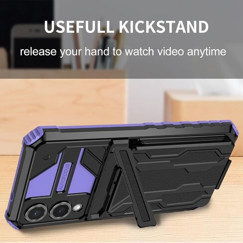 Phone Case for Samsung Galaxy S25 Edge Wallet Case SM-S937U with Screen Protector, Card Holder Built-in Stand Shockproof Protective Phone Cover for Samsung Galaxy S25 Edge Purple in Saudi Arabia