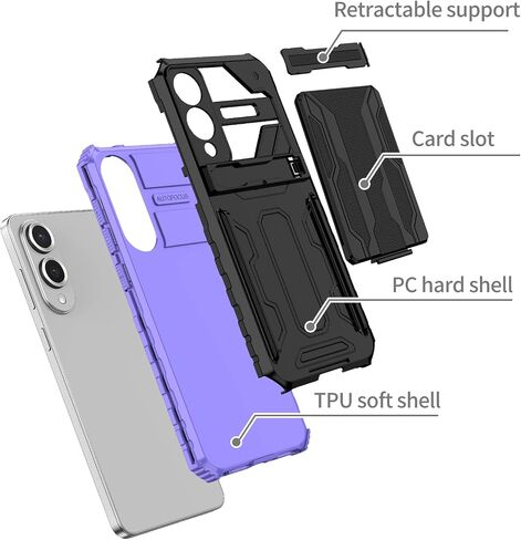 Phone Case for Samsung Galaxy S25 Edge Wallet Case SM-S937U with Screen Protector, Card Holder Built-in Stand Shockproof Protective Phone Cover for Samsung Galaxy S25 Edge Purple in Saudi Arabia