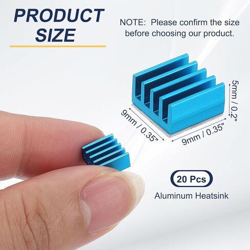Patikil Heathink 9x9x5mm ، 10 pcs الألومنيوم مبرد بالوعة حرارة الرادياتير مع ملصق أزرق حراري للتشويش PI CPU Power Transistor FET IC مضخم طاقة ، أبيض in Saudi Arabia