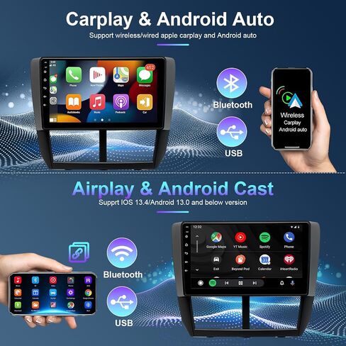 Car Stereo Radio GPS CarPlay متوافق مع Subaru WRX 2008-2014 مع Carplay/Android Auto ، IPS Touch Screen Android 13 Car Radio GPS Pluetooth ، 4+64GB in Saudi Arabia