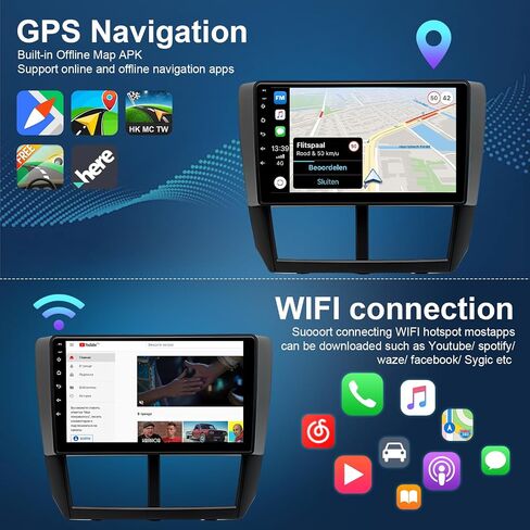Car Stereo Radio GPS CarPlay متوافق مع Subaru WRX 2008-2014 مع Carplay/Android Auto ، IPS Touch Screen Android 13 Car Radio GPS Pluetooth ، 4+64GB in Saudi Arabia