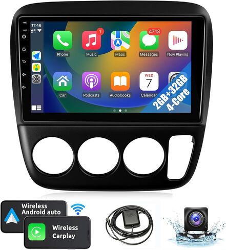 Naifay Android Car Stereo Radio for Honda CRV 1997 1998 1999 2000 2001 مع Carplay Android Auto ، شاشة تعمل باللمس 9 بوصة لـ Honda CRV Stereo Stereo Bluetooth GPS WiFi SWC FM Camera (Manual A/C) in Saudi Arabia