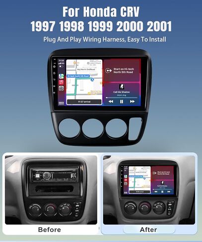 Naifay Android Car Stereo Radio for Honda CRV 1997 1998 1999 2000 2001 مع Carplay Android Auto ، شاشة تعمل باللمس 9 بوصة لـ Honda CRV Stereo Stereo Bluetooth GPS WiFi SWC FM Camera (Manual A/C) in Saudi Arabia