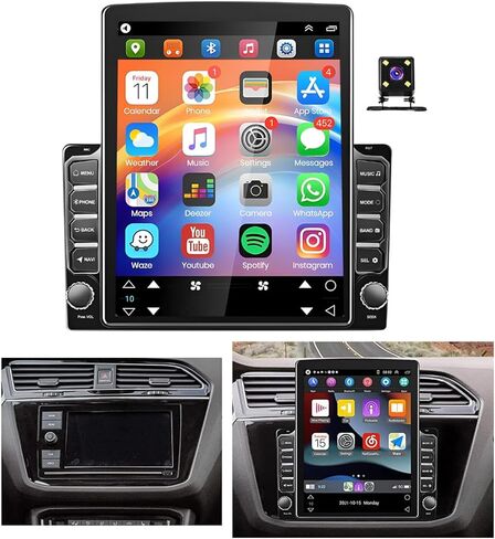 9.7'' Double Din Android 13 Car Stereo with Wireless Apple Carplay Android Auto, Vertical Screen Car in-Dash Navigation GPS Units with WiFi, HiFi, FM, Bluetooth, SWC, Mic, Backup Cam 2+32GB in Saudi Arabia