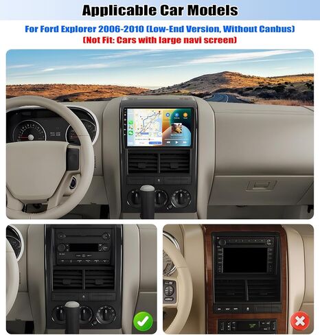 2G+64G Car Radio for Ford Explorer 2006-2010 / Mustang 2005-2009, Android 13 Car Stereo with Wireless CarPlay Android Auto 10.1" Touch Screen Radio with GPS WiFi Bluetooth FM Radio HD Backup Camera in Saudi Arabia