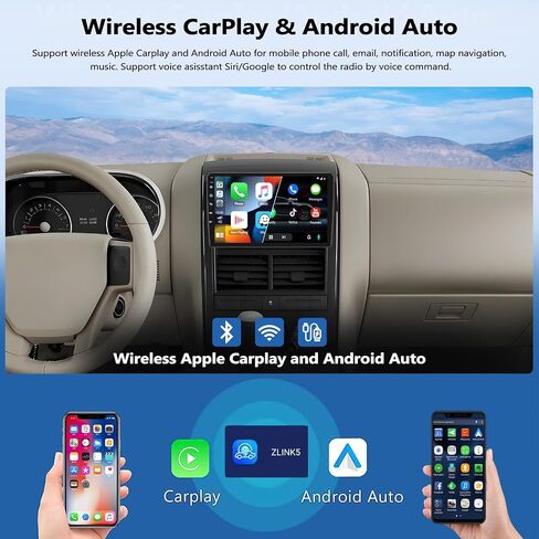 2G+64G Car Radio for Ford Explorer 2006-2010 / Mustang 2005-2009, Android 13 Car Stereo with Wireless CarPlay Android Auto 10.1" Touch Screen Radio with GPS WiFi Bluetooth FM Radio HD Backup Camera in Saudi Arabia