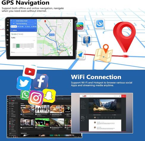 2G+64G Car Radio for Ford Explorer 2006-2010 / Mustang 2005-2009, Android 13 Car Stereo with Wireless CarPlay Android Auto 10.1" Touch Screen Radio with GPS WiFi Bluetooth FM Radio HD Backup Camera in Saudi Arabia