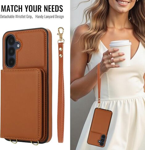 علبة هاتف ASUWISH لـ Samsung Galaxy A54 5G Wallet Cell Cover مع حامي الشاشة الزجاجية المعصم حزام Crossbody RFID حظر بطاقة الائتمان A545G A 54 54A 4G G5 SM A546U نساء بني بني in Saudi Arabia