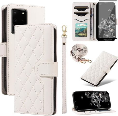 Asuwish Phone Case for Samsung Galaxy S20 Ultra 5G Wallet Woallet with Screen Screens and Wrist Strap Lanyard Card Slot Slot Slot Slote S20ultra 20S S 20 A20 S2O 20ULTRA WIDE MEN in Saudi Arabia