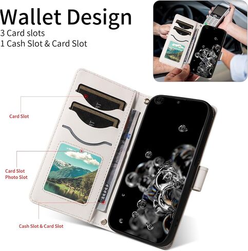 Asuwish Phone Case for Samsung Galaxy S20 Ultra 5G Wallet Woallet with Screen Screens and Wrist Strap Lanyard Card Slot Slot Slot Slote S20ultra 20S S 20 A20 S2O 20ULTRA WIDE MEN in Saudi Arabia