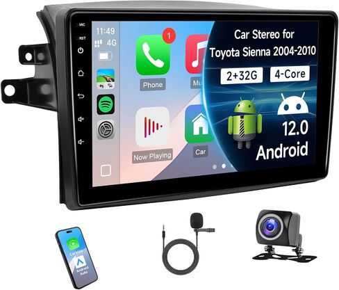 سيارات راديو سيار ستيريو لتويوتا سيينا 2004 2005 2006 2007 2008 2010 ، Android 11 2G+32G Carplay Android Auto ، شاشة تعمل باللمس 9 بوصة ، GPS ، FM ، الكاميرا الاحتياطية (مع J.B.L & Large Screen (2G+32G)) in Saudi Arabia