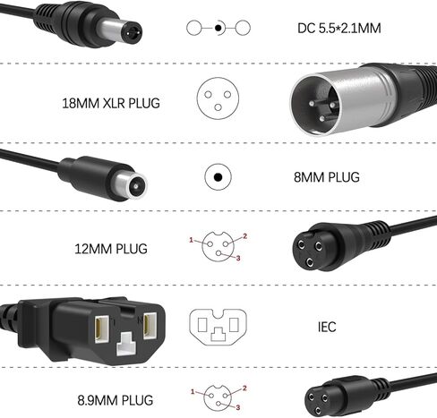 42V 2A شاحن سكوتر عالمي لـ Hoverboard مع مقابس 7-in-1-استبدال شاحن الدراجات البخارية الكهربائية لـ Razor و Jetson و Gotrax و Segway و Bird & More (10S 36V/42V Lithium Battery) in Kuwait