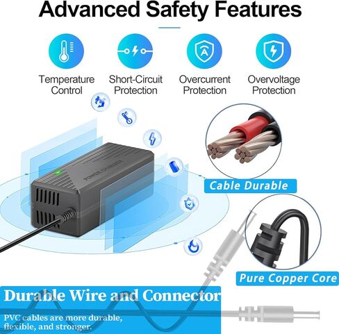 42V 2A شاحن سكوتر عالمي لـ Hoverboard مع مقابس 7-in-1-استبدال شاحن الدراجات البخارية الكهربائية لـ Razor و Jetson و Gotrax و Segway و Bird & More (10S 36V/42V Lithium Battery) in Kuwait