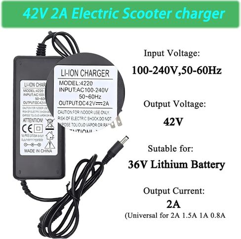 42V 2A شاحن سكوتر عالمي لـ Hoverboard مع مقابس 7-in-1-استبدال شاحن الدراجات البخارية الكهربائية لـ Razor و Jetson و Gotrax و Segway و Bird & More (10S 36V/42V Lithium Battery) in Kuwait