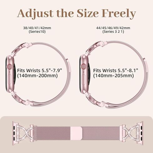 JKD Slim Metal Band Compatible with Apple Watch Bands for Women 40mm 42mm 46mm 44mm 45mm 41mm 38mm 49mm, Diamond X-Shape Stainless Steel Magnetic Strap for iWatch SE Series 10/9/8/7/6/5/4/3/2/1/Ultra in Kuwait