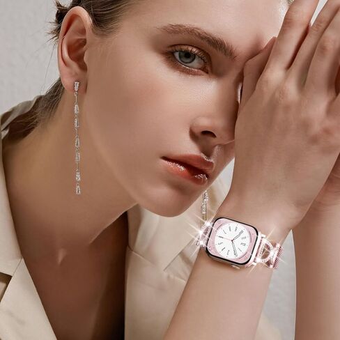 JKD Slim Metal Band Compatible with Apple Watch Bands for Women 40mm 42mm 46mm 44mm 45mm 41mm 38mm 49mm, Diamond X-Shape Stainless Steel Magnetic Strap for iWatch SE Series 10/9/8/7/6/5/4/3/2/1/Ultra in Kuwait