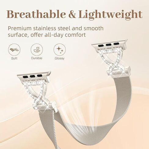 JKD Slim Metal Band Compatible with Apple Watch Bands for Women 40mm 42mm 46mm 44mm 45mm 41mm 38mm 49mm, Diamond X-Shape Stainless Steel Magnetic Strap for iWatch SE Series 10/9/8/7/6/5/4/3/2/1/Ultra in Kuwait