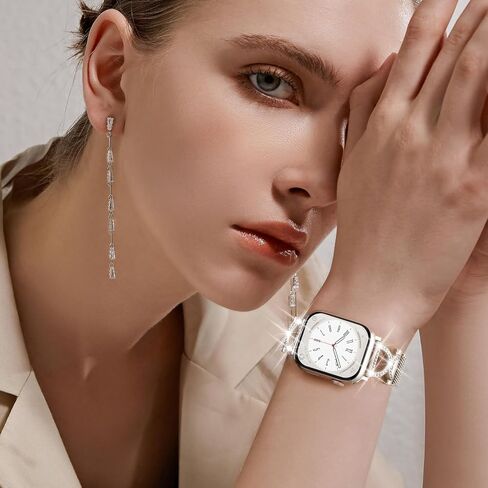 JKD Slim Metal Band Compatible with Apple Watch Bands for Women 40mm 42mm 46mm 44mm 45mm 41mm 38mm 49mm, Diamond X-Shape Stainless Steel Magnetic Strap for iWatch SE Series 10/9/8/7/6/5/4/3/2/1/Ultra in Kuwait
