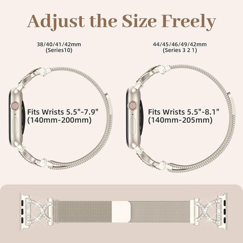 JKD Slim Metal Band Compatible with Apple Watch Bands for Women 40mm 42mm 46mm 44mm 45mm 41mm 38mm 49mm, Diamond X-Shape Stainless Steel Magnetic Strap for iWatch SE Series 10/9/8/7/6/5/4/3/2/1/Ultra in Kuwait