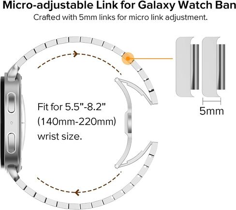KADES Stainless Steel Band Compatible with Galaxy Watch 8 Classic 46mm/ Galaxy Watch 8 40mm 44mm/ Ultra 47mm, Solid Metal Link Bracelet with Butterfly Clasp, Classic Business Band for Galaxy Watch in Kuwait
