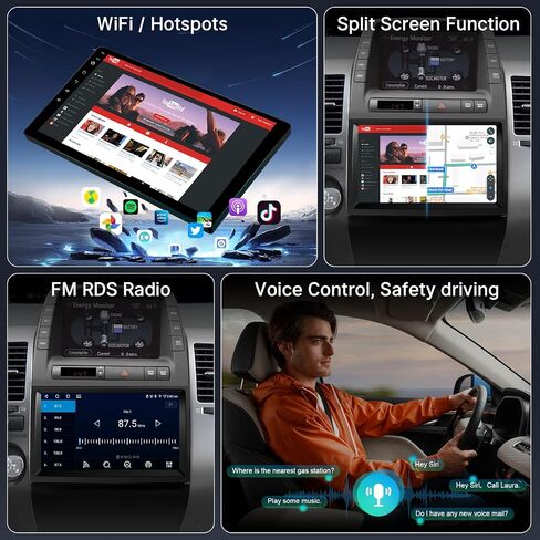 Radio Leadfan Car Play Radio Toyota Prius 2004 2005 2006 2007 2009 2009 Car Stereo Apple Carplay & Android Auto ، 9 "IPS Touch Screen for Prius GPS Navigation WiFi BT FM Receiver Camera (JBL) in Kuwait
