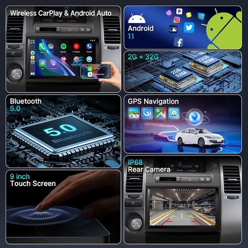 Radio Leadfan Car Play Radio Toyota Prius 2004 2005 2006 2007 2009 2009 Car Stereo Apple Carplay & Android Auto ، 9 "IPS Touch Screen for Prius GPS Navigation WiFi BT FM Receiver Camera (JBL) in Kuwait