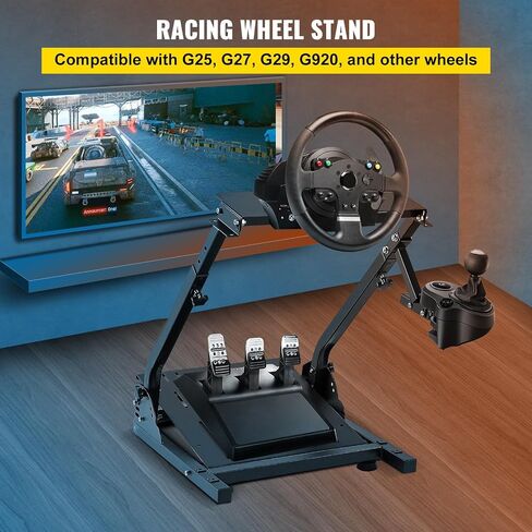 Happybuy G920 Racing Steering Wheel Stand, Shifter Mount for Logitech G27 G25 G29, Compatible with Gaming Wheel Pedals, Not Included, Adjustable Height, Durable Construction in Saudi Arabia