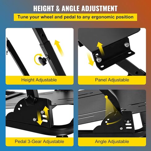 Happybuy G920 Racing Steering Wheel Stand, Shifter Mount for Logitech G27 G25 G29, Compatible with Gaming Wheel Pedals, Not Included, Adjustable Height, Durable Construction in Saudi Arabia