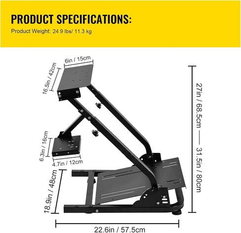 Happybuy G920 Racing Steering Wheel Stand, Shifter Mount for Logitech G27 G25 G29, Compatible with Gaming Wheel Pedals, Not Included, Adjustable Height, Durable Construction in Saudi Arabia