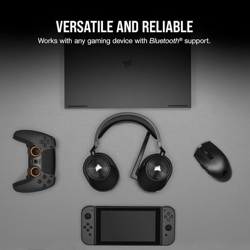 Corsair HS55 Wireless Core Gaming Headset - Low -Colorency 2.4Ghz ، يصل إلى 50 قدمًا من مجموعة Bluetooth ، البناء الخفيف الوزن ، دعم Tempest 3D Audiotech على PS5 ، ميكروفون متعدد الاتجاهات - أسود (متجدد) (متجدد) in Kuwait
