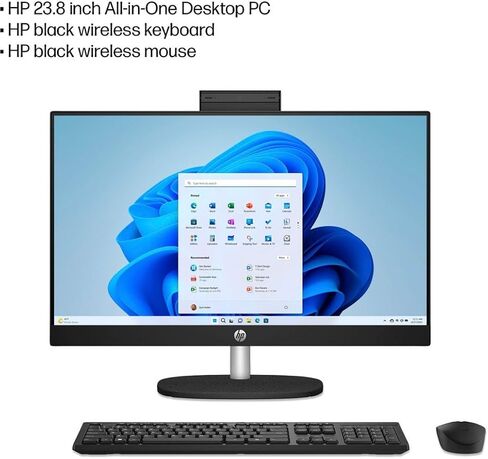 Hewlett Packard HP 23.8 بوصة على جهاز كمبيوتر سطح المكتب الكل في واحد ، عرض شاشة لمس FHD ، Intel Core N200 ، ذاكرة وصول عشوائي 8 غيغابايت ، 256 جيجابايت SSD ، رسومات Intel UHD ، Windows 11 Home ، 24-CR0091 (2023) ، Jet Black (متجدد) in Saudi Arabia