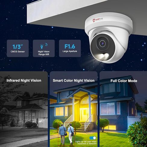 ANPVIZ 6MP POE IP كاميرا ، أمن البرج المعدنية الكاملة كاميرا IP IP في الهواء الطلق ، رؤية ليلية ذات لون ذكي مزدوج ، و NDAA. in Kuwait