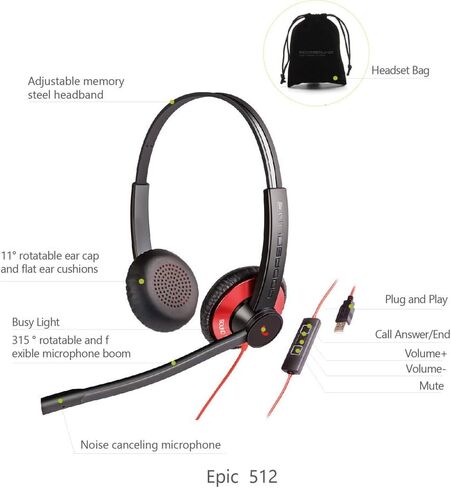 EPIC 512 سلكية USB Stereo سماعة استريو (EPIC-512) in Saudi Arabia