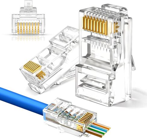 كابلات الراهب | موصلات RJ45 الشاقة | CAT6 | تمريرة | 10 حزمة | 30µ سميكة الذهب تلطخ | جهات اتصال دقيقة من نوع 3 نقاط in Kuwait