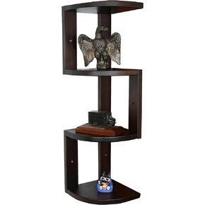 CONSDAN Corner Shelves, Solid Hickory Wood Corner Shelf Wall Mounted, 4 Tier Floating Corner Shelves for Wall, Wall Corner Shelf for Bedroom, Living Room, Bathroom, Kitchen, Natural Hickory