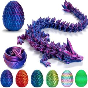 3D Printed Dragon Egg, Mystery Crystal Dragon Egg Fidget Toys Surprise, Easter Eggs Articulated Crystal Dragon Eggs with Dragon Inside (Laser Black and Red)