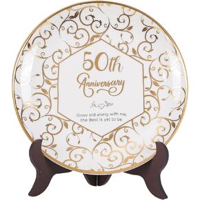 50th Anniversary Decorative Plate Eternal Unity - Perfect Golden Wedding Gift for Couples or Parents Celebrating Half a Century Together, A Timeless Tribute to 50 Years of Love Marriage