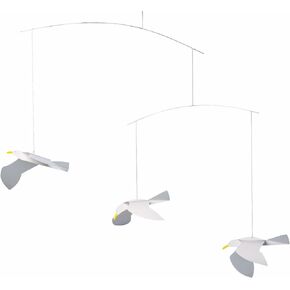 Soaring Seagulls Hanging Mobile - 16 Inches - High Quality Plastic - Handmade in Denmark by Flensted