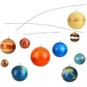 3D Solar System Mobile with 9 Foam Planets and Sun Planets Solar System Decor Educational Planets Model Large Space Nursery Decor for Boys Girl Space Themed Gift
