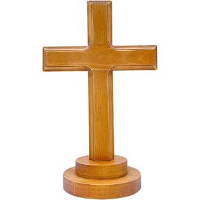 Wooden Cross Tabletop Wood Cross Standing Cross for Church Prayer Home Decor 4x7x11 Inches
