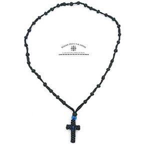 Blessed Greek Christian Orthodox Handmade Black Prayer Rope Necklace Cross -Mt Athos Fragrance With Holy (Chrism- Myrrh)